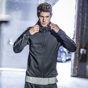 Lightweight running hoodie with reflective tape